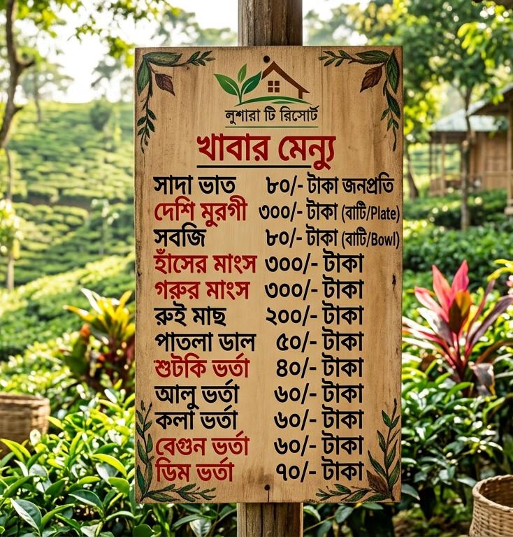 Lushara Tea Resort Food Menu